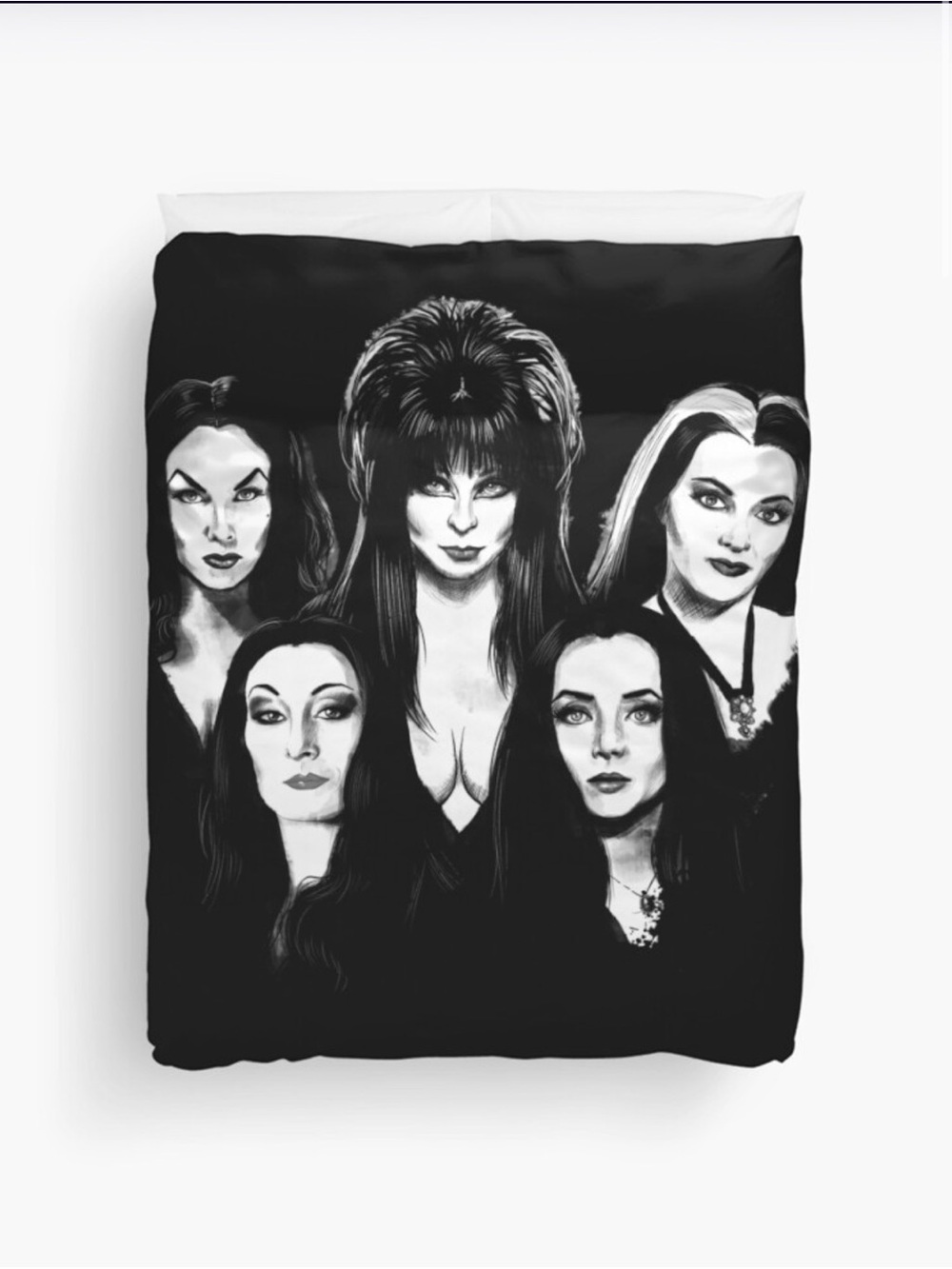 Goth queens Elvira Lily Vampira Morticia Addams comforter